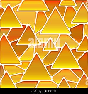 abstraktes Vektor Buntglas-Mosaik Hintergrund - goldene Dreiecke Stock Vektor