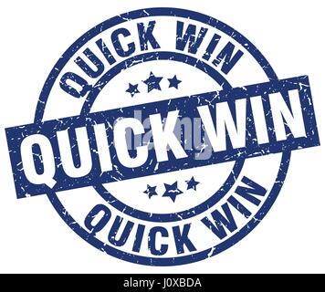 Quick-Win-blaue Runde Grunge-Stempel Stock Vektor