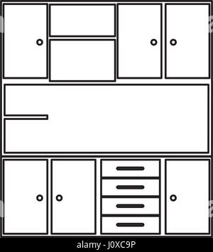 Skizze-Silhouette der modernen Küche-Kabinette Stock Vektor