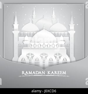 3D Vektor Moschee muslimischen Papier Grafik Greeting Card Übersetzung Ramadan Kareem Stock Vektor