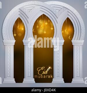 Eid Mubarak-Isalmic-Moschee-Design-Hintergrund Stock Vektor