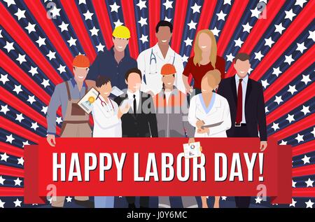 Glückliche Tag der Arbeit amerikanischen Banner Konzeption, Vektor-illustration Stock Vektor