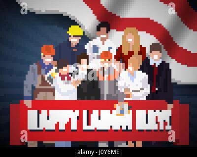 Glückliche Tag der Arbeit amerikanischen Banner Konzeption, Vektor-illustration Stock Vektor
