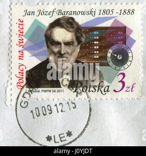 GOMEL, WEIßRUSSLAND, 16. APRIL 2017. Briefmarke gedruckt in Polen zeigt, dass Bild von The Jan Jozef Baranowski ist ein polnischer Ökonom und Finanzier, Edelmann, lingui Stockfoto