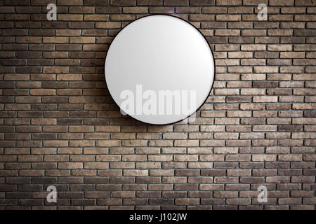 Vorlage des Kreises Lightbox Logo auf den dunklen roten Backsteinmauer Stockfoto