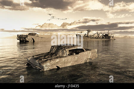 Die dramatischen Auswirkungen der globalen Erwärmung. Stockfoto