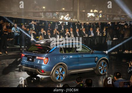 Shanghai, China. 16. April 2017. LYNK & CO 01 Serienauto Enthüllung an Markenlaunch China in Shanghai. Stockfoto