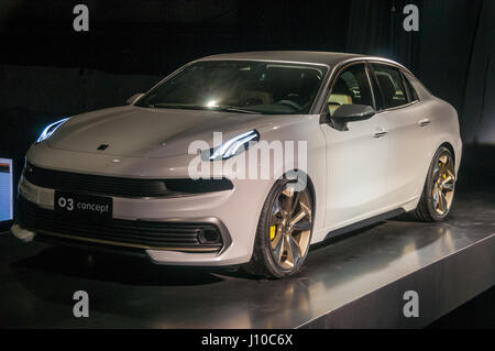 Shanghai, China. 16. April 2017. LYNK&CO 03 Concept Car Enthüllung im China Marke Start in Shanghai. Stockfoto