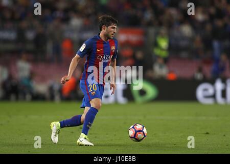 Sergi Roberto (Barcelona), 15. April 2017 - Fußball / Fußball: Spanisch "La Liga Santander" match zwischen FC Barcelona 3-2 Real Sociedad im Camp Nou Stadion in Barcelona, Spanien. (Foto von Mutsu Kawamori/AFLO) [3604] Stockfoto