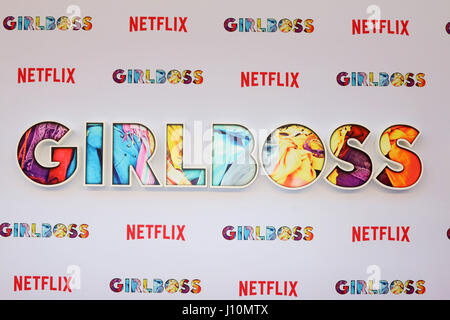 Los Angeles, Kalifornien, USA. 17. April 2017. '' Girlboss''-Emblem an der '' Girlboss'' premiere Screening am ArcLight Theater am 17. April 2017 in Los Angeles, CA-Credit: Kathy Hutchins / via ZUMA ZUMA-Draht/Wire/Alamy Live News Stockfoto