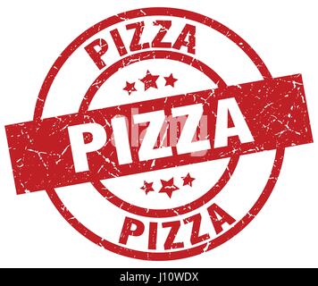 Pizza runden roten Grunge-Stempel Stock Vektor