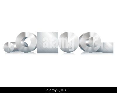 Metall-Stahl-Objekte Kreis, Quadrat, Hülse Rohr. Vektor-Illustration. Stock Vektor