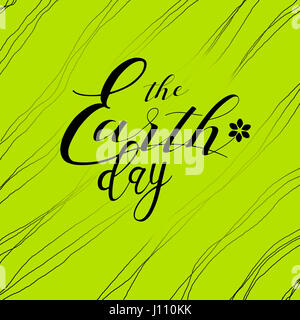 Earth Day Hintergrund mit schwarzen geschweiften Linien Stockfoto