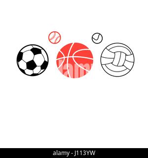 Vektor-Icons der verschiedenen Sportbälle isoliert auf weißem Hintergrund Stock Vektor