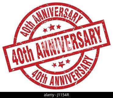 40. Jahrestag runden roten Grunge-Stempel Stock Vektor