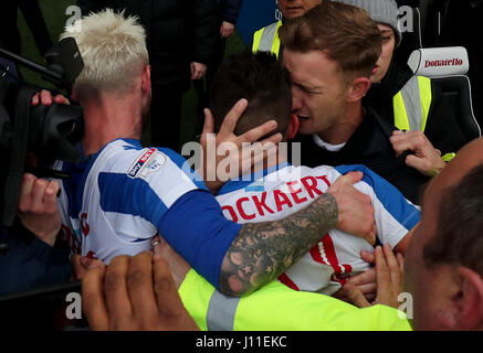 Brighton und Hove Albion Anthony Knockaert feiert nach der Himmel Bet Championship match im AMEX Stadium Brighton. Stockfoto