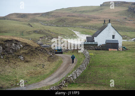 Isolierte Bauernhaus auf der Insel von Canna in den Inneren Hebriden, Schottland. Stockfoto