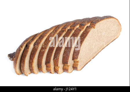 Kürzungen des Brotes isoliert auf weiss Stockfoto