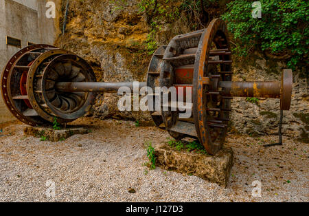 Kroatien-Dalmatien Krka Nationalpark - Skradin-Skradinski Buk - erste Turbine des hydroelektrischen Sibenik Central Stockfoto