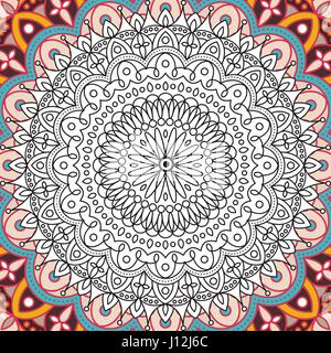 Druckbare Malbuch Seite für Erwachsene - Mandala Design, Aktivitäten für ältere Kinder und Erwachsene entspannen. Vektor-Islam, Arabisch, Indisch, Osmanischen Motiven. Stock Vektor