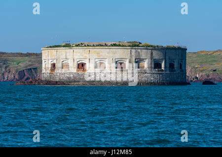 Stack Rock Fort in Milford Haven, Pembrokeshire Stockfoto
