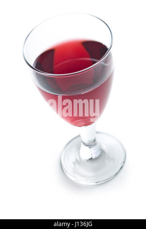 Glas Rotwein isoliert auf weißem Hintergrund. Stockfoto