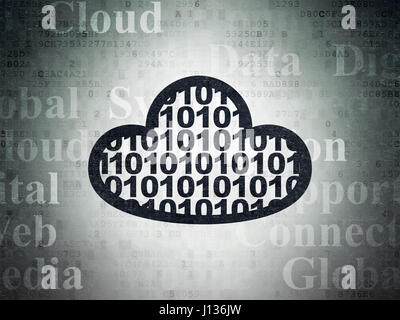 Vernetzungskonzept Wolke: Cloud mit Code auf digitale Daten Papierhintergrund Stockfoto