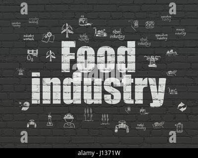 Manufacuring Konzept: Lebensmittelindustrie auf Wand Hintergrund Stockfoto