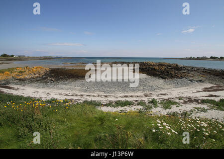 Sandstrand an der Küste, County Down, Nordirland. Der Strand ist bei Kearney, in der Nähe der Ortschaft auf der Halbinsel Ards Portaferry, County Down. Stockfoto