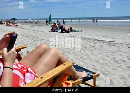 Genießen Sie die Sonne am Strand von Hilton Head Island, South Carolina Stockfoto