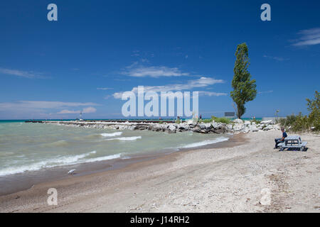 Hauptstrand im Township von Kincardine, Ontario, Kanada am Lake Huron, Teil der nordamerikanischen großen Seen Stockfoto