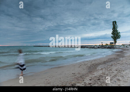 Hauptstrand im Township von Kincardine, Ontario, Kanada am Lake Huron, Teil der nordamerikanischen großen Seen Stockfoto