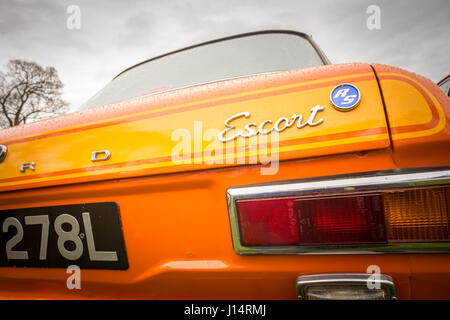 Rückansicht einer Vintage Ford Escort mark 1 Stockfoto