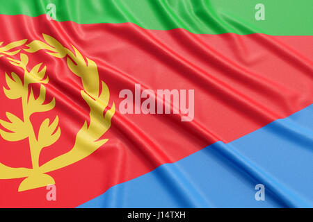 Eritrea Flagge. Wellige hoch detaillierte Stoff. Abbildung 3D-Rendering Stockfoto