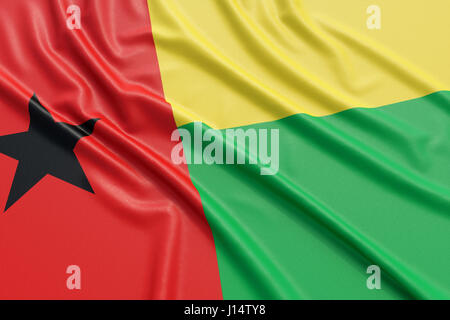 Guinea-Bissau-Flagge. Wellige hoch detaillierte Stoff. Abbildung 3D-Rendering Stockfoto