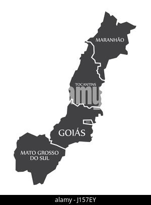 Maranhao - Tocantins - Distrito Federal - Goias - Mato Grosso do Sul Karte Brasilien Abbildung Stock Vektor