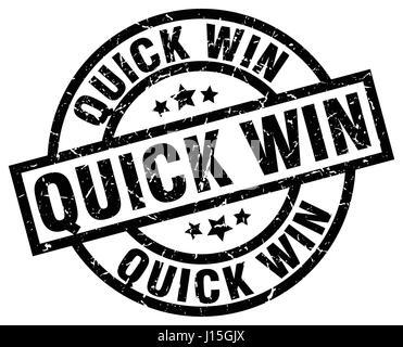 Quick-Win Runde schwarz Grunge-Stempel Stock Vektor