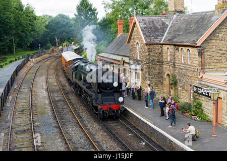 SR West Country Class 4-6-2 Pacific 'Taw Valley' Dampflokomotive (Nr. 34027, Baujahr 1939), Severn Valley Railway, Highley Station, Shropshire, Großbritannien Stockfoto