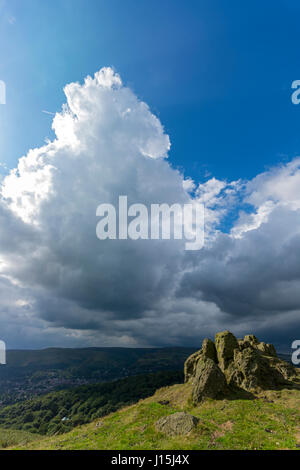 Die Long Mynd aus Süd-West Ridge Hope Bowdler Hill, in der Nähe von Kirche Stretton, Shropshire, England, UK. Stockfoto