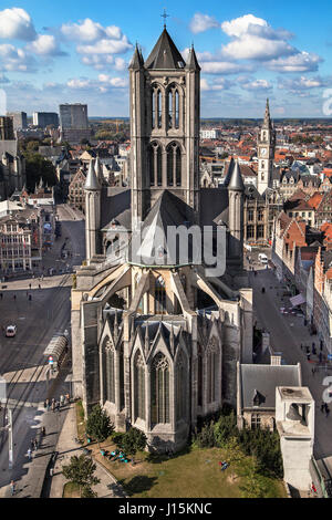 Saint Nicholas Church gesehen vom Belfry, Gent, Belgien. Stockfoto