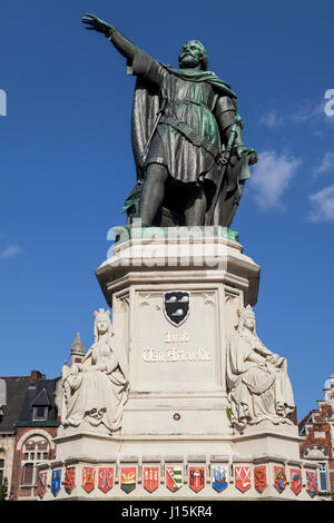 Jacob van Artevelde Denkmal am Vrijdagmarkt, Gent, Belgien. Stockfoto