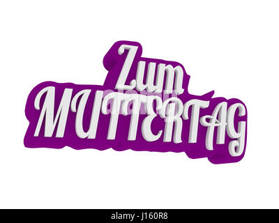 Deutscher Muttertag Konzept, 3D-Rendering auf weißem Hintergrund Stockfoto