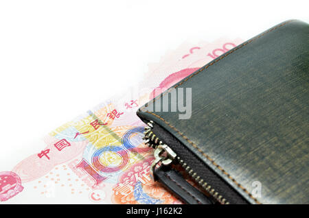 Geld im Portemonnaie. China RMB Zahltages, Finanzkonzept Stockfoto