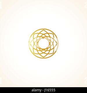 Isolierte abstrakt Runde Form goldene Farbe Logo, dekorative luxuriösen gold Logo, Vektor-Illustration Blumenmuster auf schwarzem Hintergrund Stock Vektor