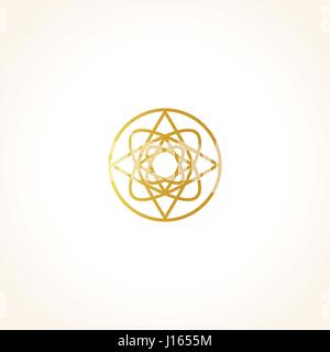 Isolierte abstrakt Runde Form goldene Farbe Logo, dekorative luxuriösen gold Logo, Vektor-Illustration Blumenmuster auf schwarzem Hintergrund Stock Vektor