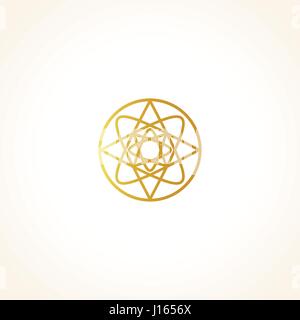 Isolierte abstrakt Runde Form goldene Farbe Logo, dekorative luxuriösen gold Logo, Vektor-Illustration Blumenmuster auf schwarzem Hintergrund Stock Vektor