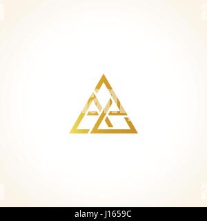 Isolierte abstrakte goldene Farbe Dreiecke Kontur Logo auf schwarzem Hintergrund, geometrische Dreiecksform Logo, gold Luxus-Dekoration-Vektor-illustration Stock Vektor