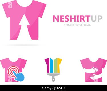 Vektor aus Stoff und Pfeil nach oben Logo Kombination. Hemd und Wachstum-Symbol oder das Symbol. Einzigartige Mode- und Bekleidungsindustrie Logo Design-Vorlage. Stock Vektor