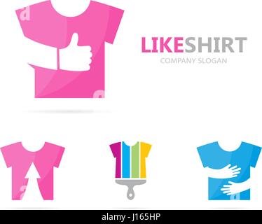 Vektor, Stoff und wie Logo-Kombination. Shirt und beste Symbol oder Symbol. Einzigartige Mode- und Bekleidungsindustrie Logo Design-Vorlage. Stock Vektor