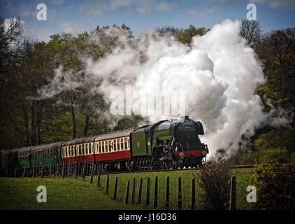 Die Flying Scotsman Dampflok an der Bluebell Railway, Horsted Keynes Sussex UK Stockfoto